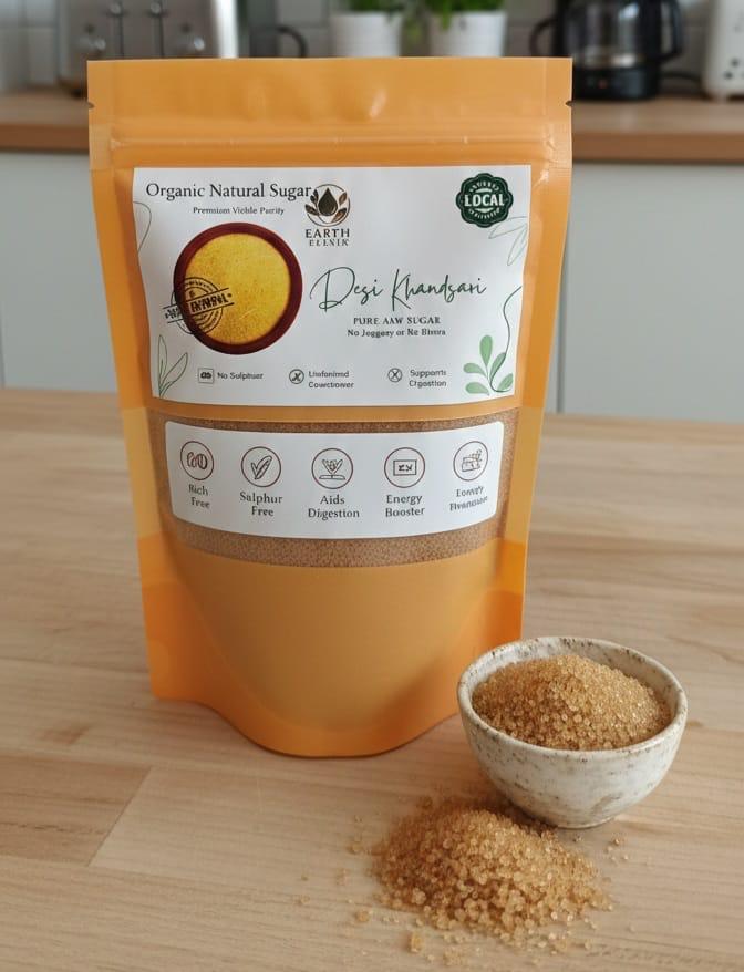 EarthElixir Desi Khandsari – Pure Traditional Raw Sugar (500 g)